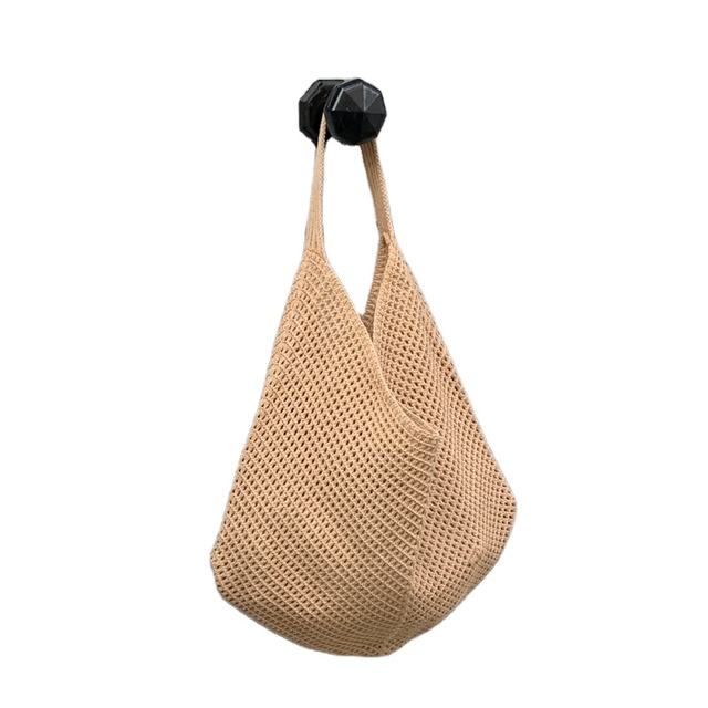 Beige Mesh Slouch Pouch