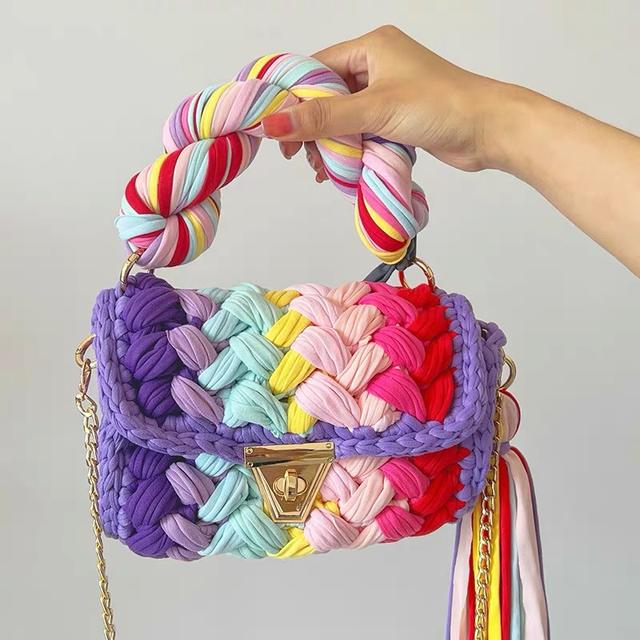Rainbow Chunky Knit Bag