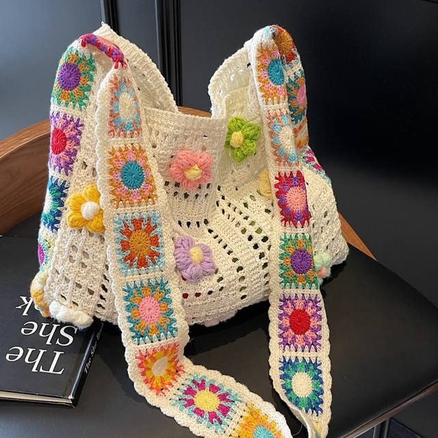 Granny Square Flower Tote