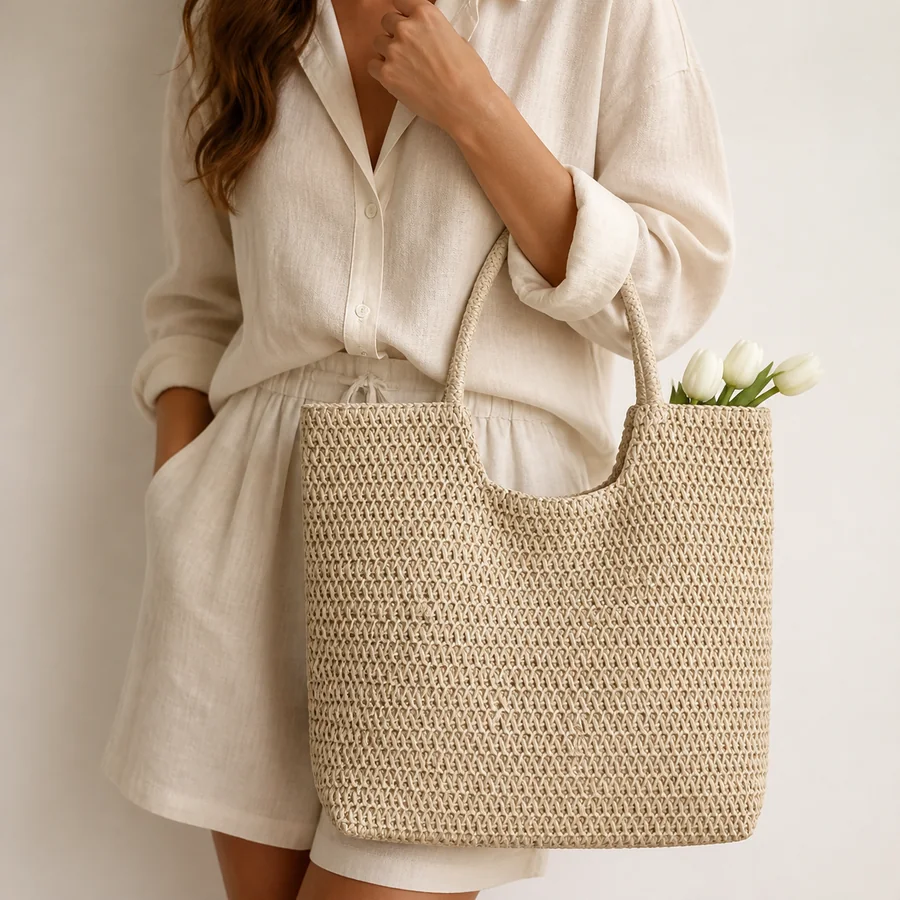 Raffia tulip tote model image
