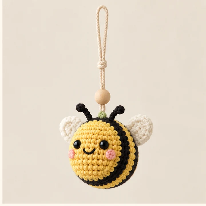 Crochet bumblebee car hanger
