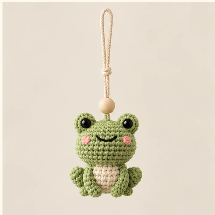 Crochet frog car hanger