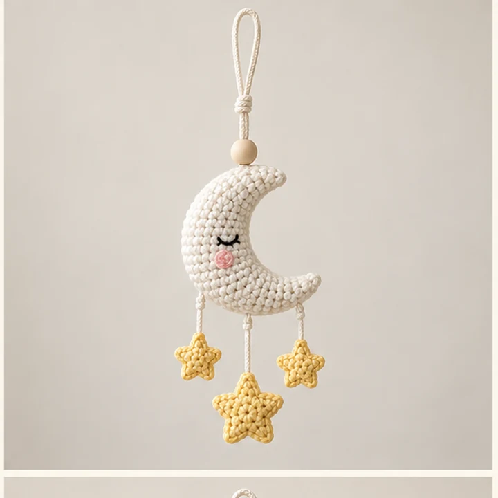 Crochet moon and stars car hanger