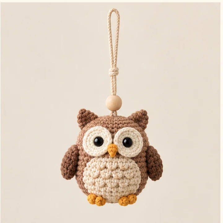 Crochet owl car hanger