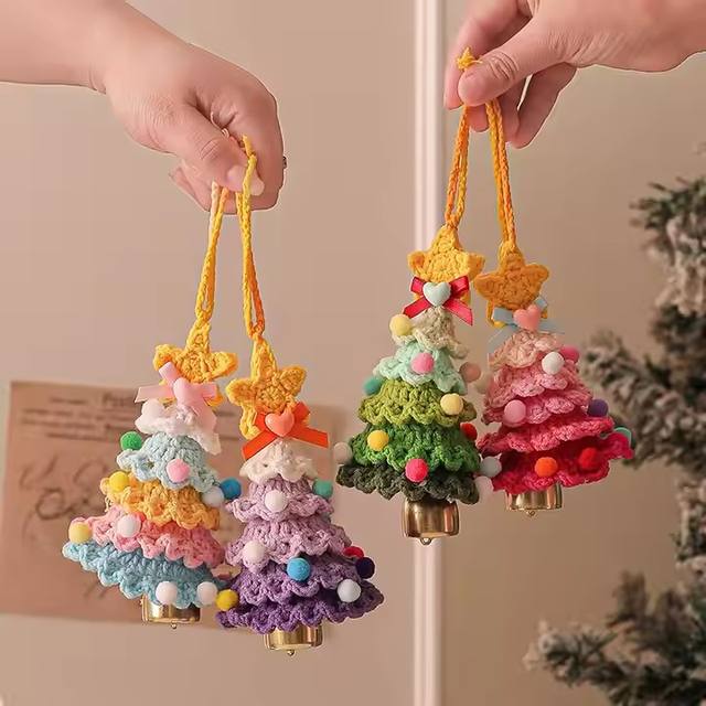 Colorful Crochet Christmas Tree Bell Ornaments