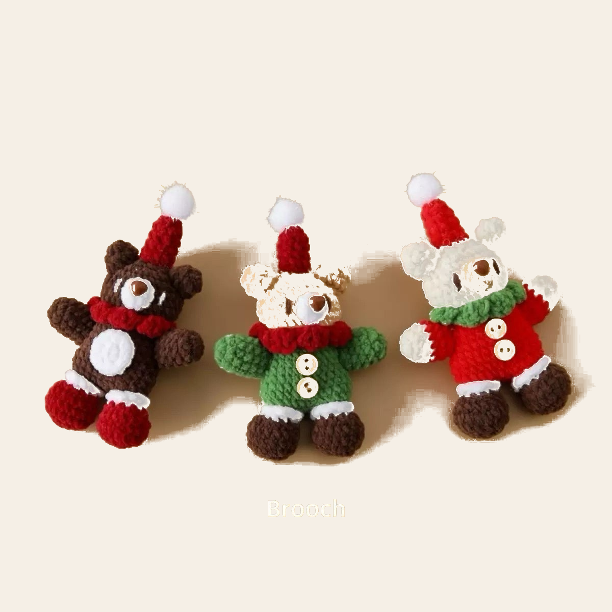 Festive Bear Brooch Trio