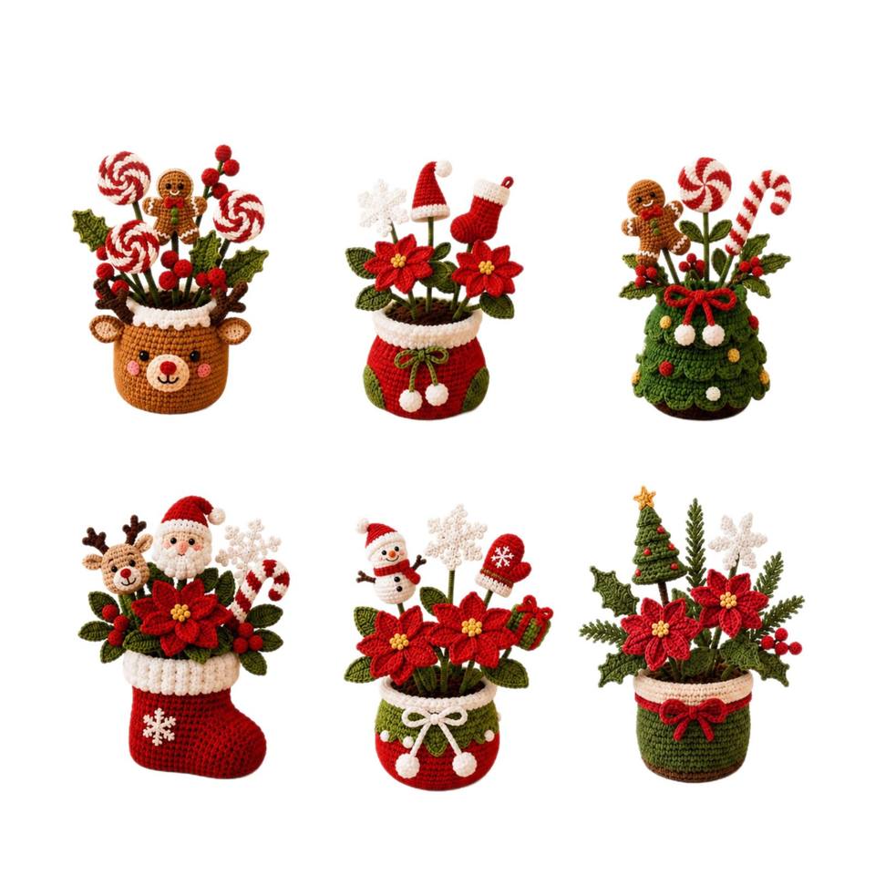 Christmas Vibes Crochet Potted Plant Collection
