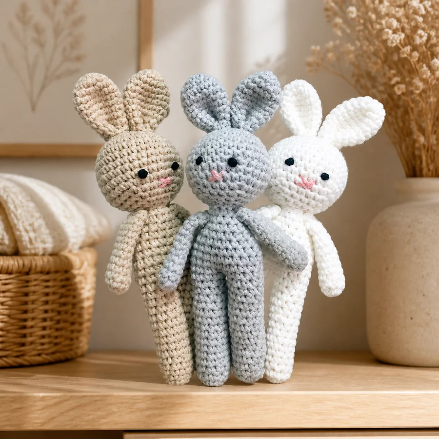 Classic crochet bunny lifestyle scene