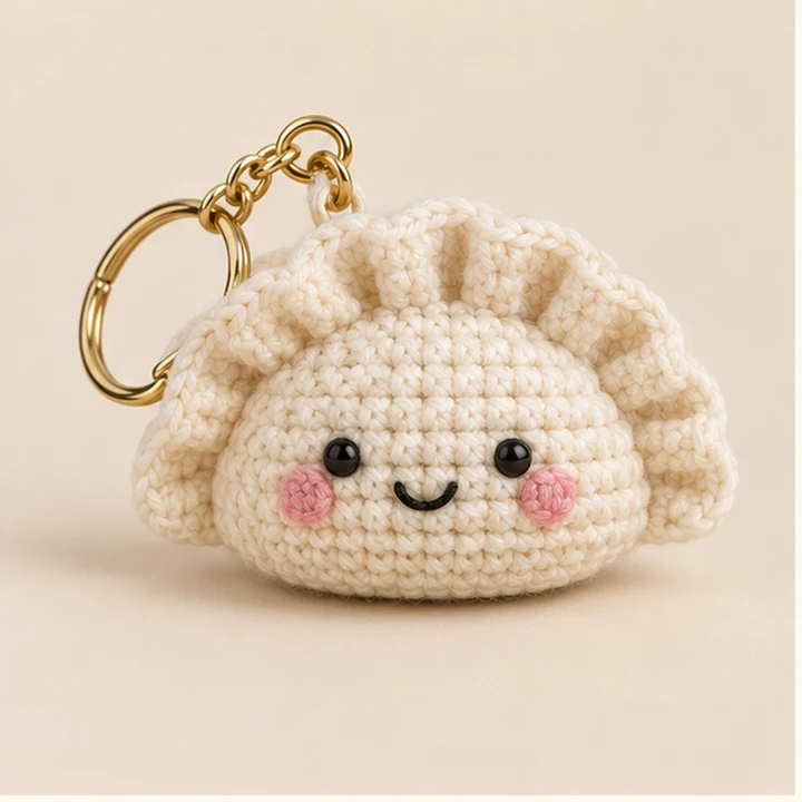 Dumpling crochet keychain