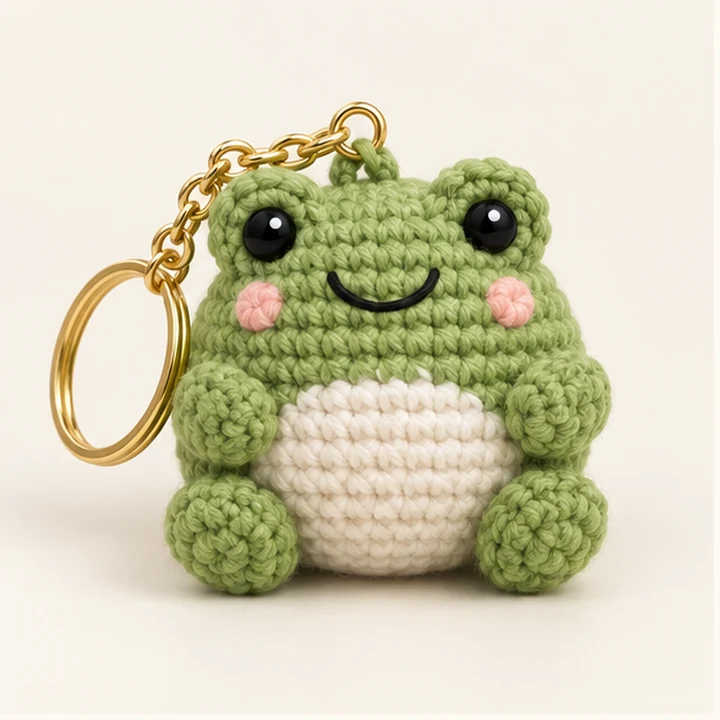 Cute crochet frog keychain