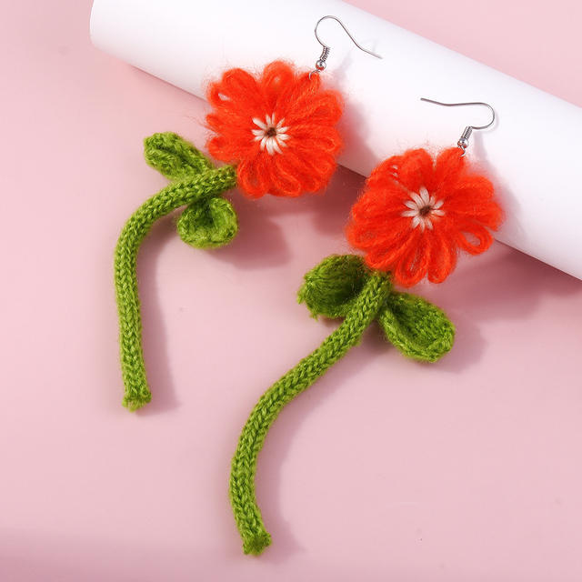 Sweet Knit Flower Earrings
