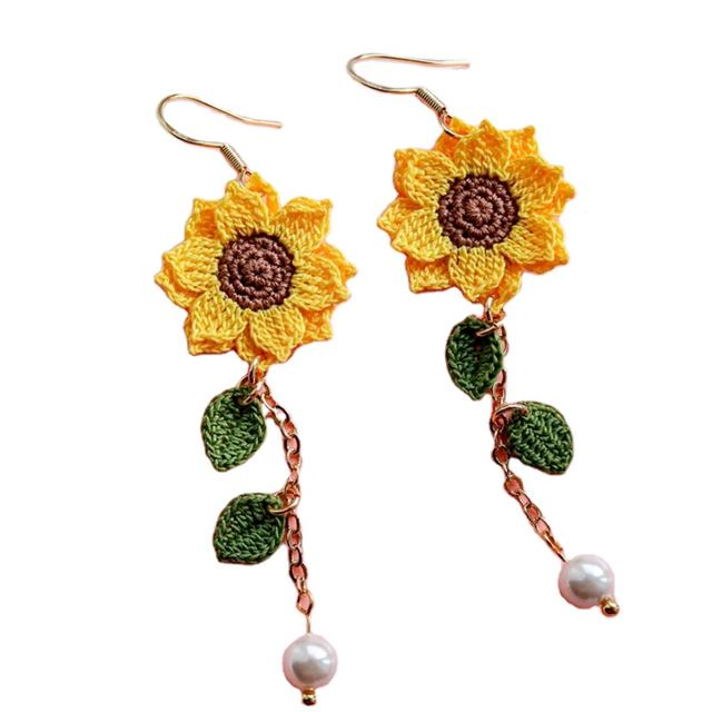 Sunflower Crochet Earrings